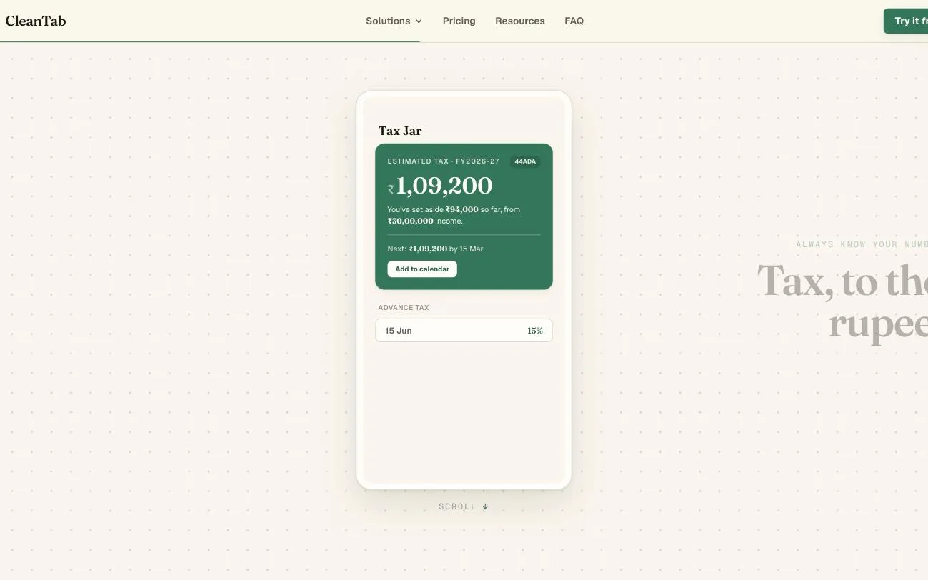 The Tax Jar: the estimated bill, what is set aside, and the next advance-tax date.